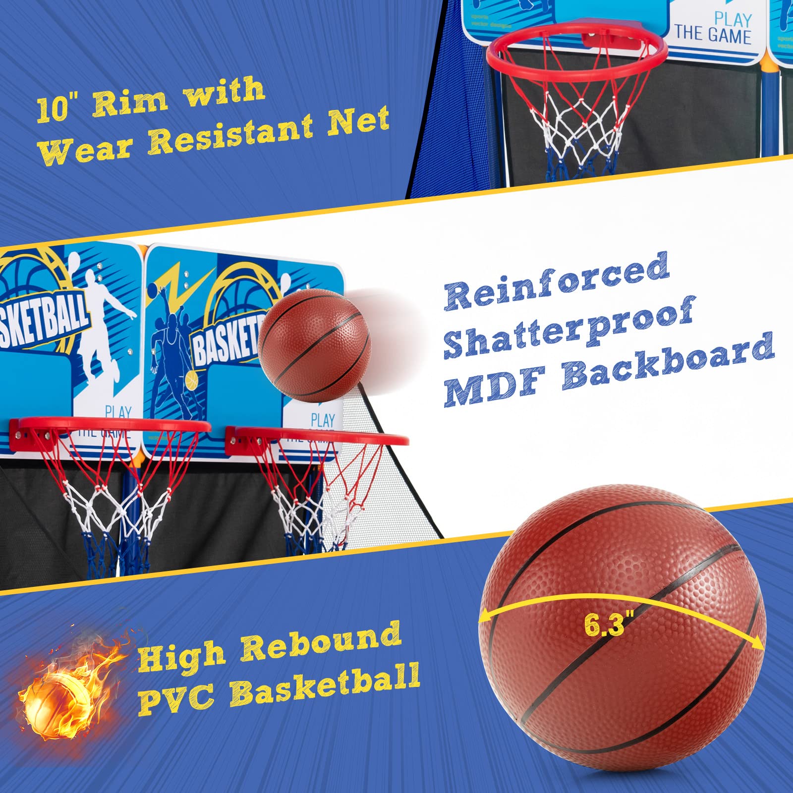 Giantex Arcade Basketball Hoop for Kids - Indoor Outdoor 2 Player Dual Shot Basketball Arcade Game with 4 Balls and Ball Pump, Great Gift for Boys
