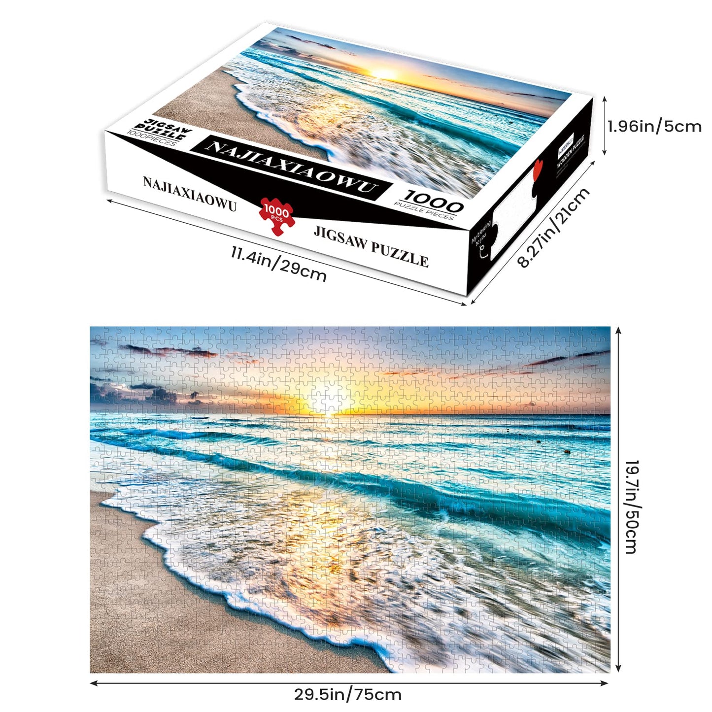 1000 Pieces Wooden Jigsaw Puzzle for Adults, Family or Elderly, Hawaiian Sunset Beach Puzzles, Art Home Decor DIY Funny Parent-Child Educational Game