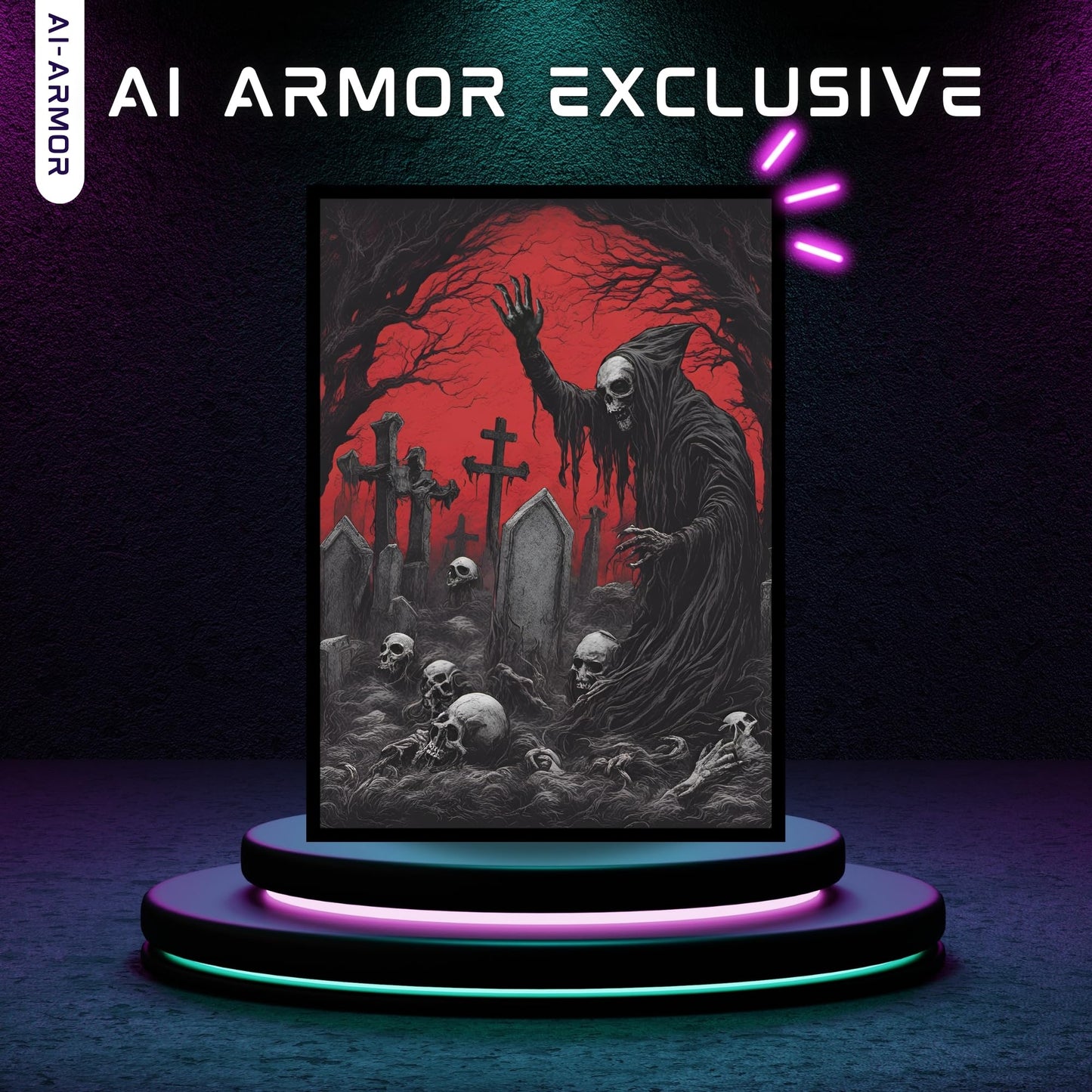 Realm Guard 100ct Matte TCG/MTG Art Card Sleeves (Red/Black Necromancer)