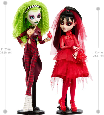 Monster High Skullector Beetlejuice Beetlejuice Doll 2-Pack, Collectible Betelgeuse and Lydia Deetz Set with Accessories and Displayable Packaging