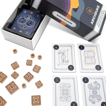 Stellar Factory Archduke | Strategy & Memory Card Game | 2-6 Players, Ages 12+ | Screen-Printed Wood Tokens | 104 Cards
