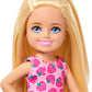 Barbie Club Chelsea Small Doll, 6-Inch with Blonde Hair Wearing Removable Strawberry-Print Dress & Shoes