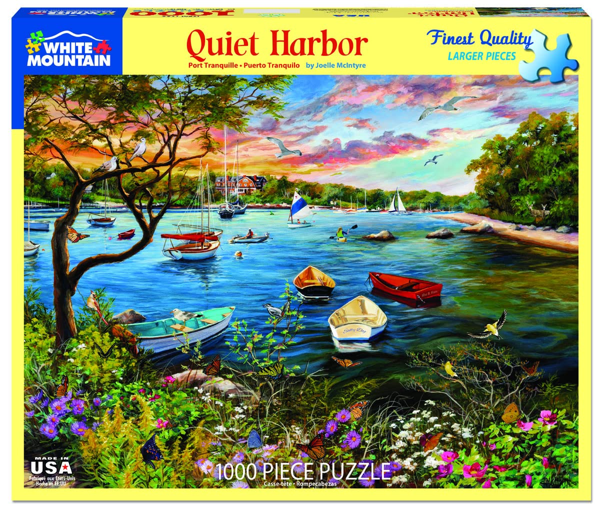 White Mountain 1000 Piece Jigsaw Puzzle Scenic Spring Sail, Quiet Harbor