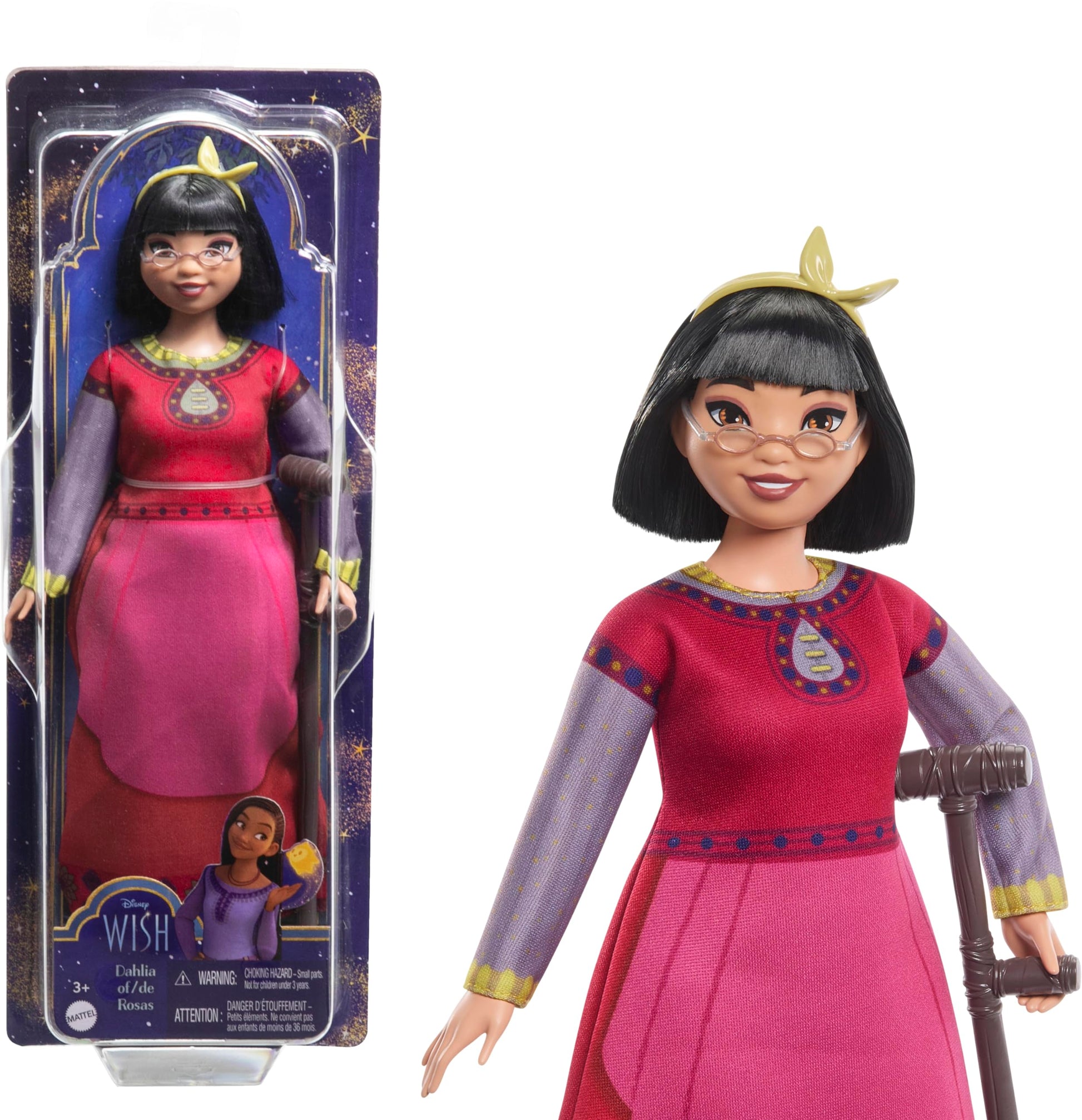 Mattel Disney Wish Toys, Dahlia of Rosas Posable Fashion Doll with Removable Clothes & Accessories, Inspired by the Movie