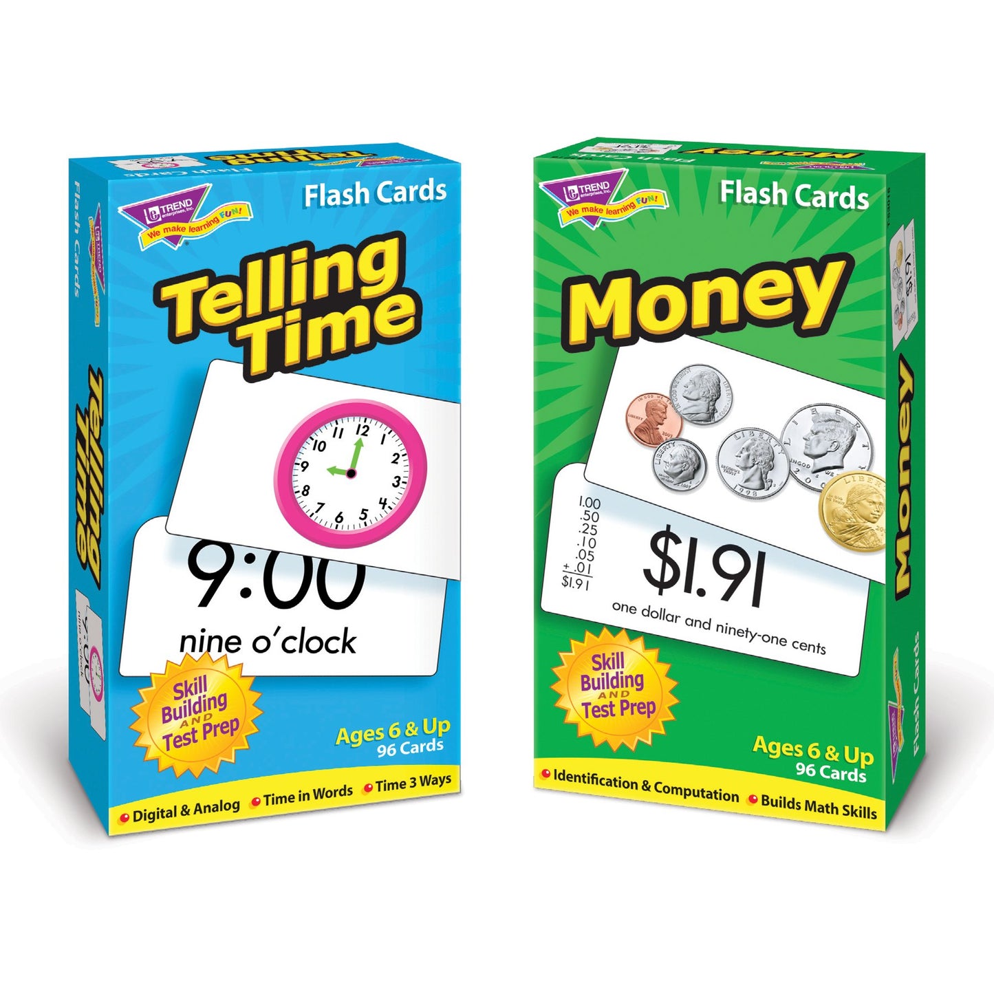 Trend Enterprises, Inc. T-53905 Time and Money Skill Drill Flash Cards Assortment