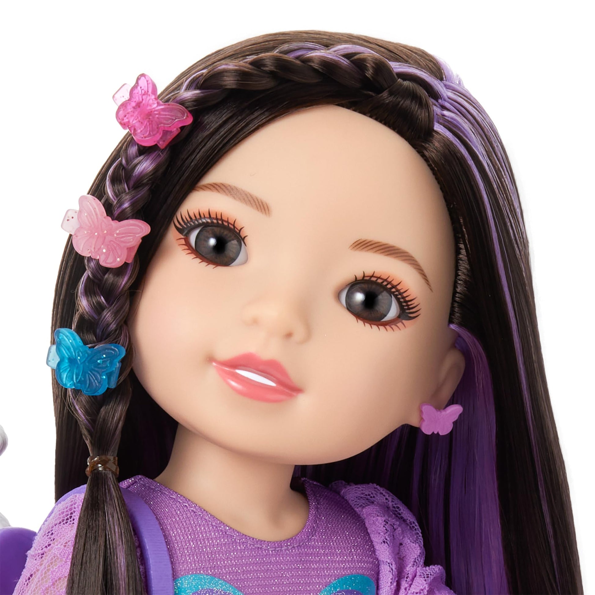 American Girl, AG Sisters Francie Doll, with Brown Eyes, Long Dark-Brown Hair with Purple Highlights, 14.5", Ages 4+ (Amazon Exclusive)