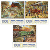 Bits and Pieces 3 Jigsaw Puzzle Set - 1000 Piece Puzzles for Adults - Vintage Americana Set - 20" x 27" Jigsaw Puzzles - Country Rustic - Random Die