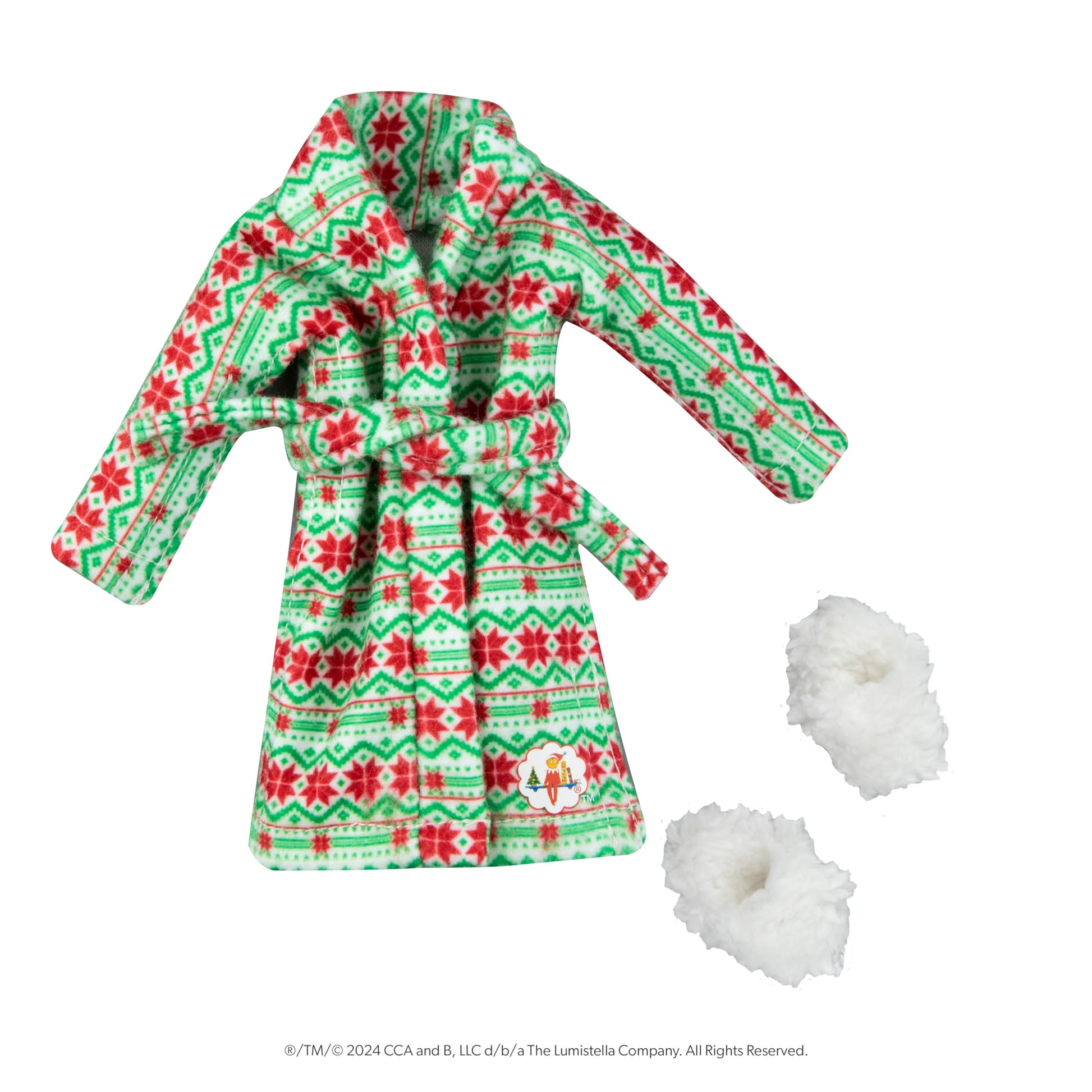 The Elf on the Shelf Claus Couture Snuggly Robe and Slippers Set - Cozy Holiday Outfit Clothes for Your Scout Elf - Ideas for Elf