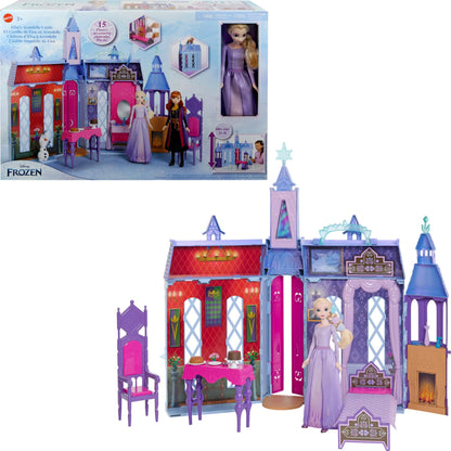 Mattel Disney Frozen Arendelle Doll-House Castle (2+ ft) with Elsa Fashion Doll, 4 Play Areas, and 15 Furniture and Accessory Pieces from Disney’s
