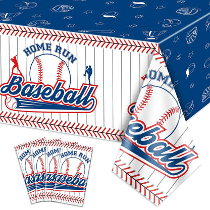 PTECDROTS 4 Pcs Baseball Tablecloths, Plastic Baseball Table Covers Rectangular Table Cloth for Baseball Themed Party Supplies Sports Event Birthday