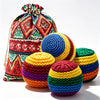 HEJUYUYANG Handmade Crocheted Footbag Pack of 4 Durable Knit Kick Bags, Soft Woven Juggling Balls for Coordination Training, Outdoor Play, Party Games