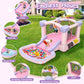 AKEYDIY Bounce House for Kids, Pastel Bouncer with Slide, Pink Inflatable Jumping Bouncy Castle for Birthday Party Gifts Outdoor & Indoor, UL Blower