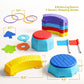JOVA Plat-Act 4-in-1 Balance Beam & Stepping Stones for Kids Ages 3+, Obstacle Course Toy with Ring Toss & Flag Game, Non-Slip & Easy to Store