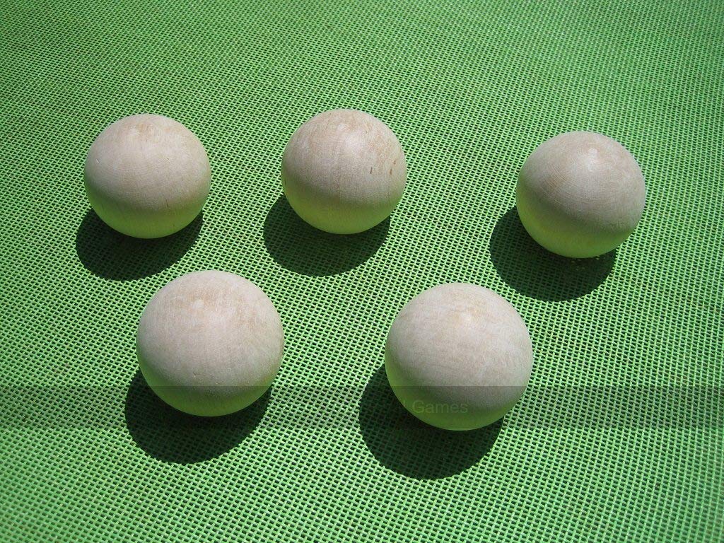 Set of 5 Coconut Shy Ball (Beech, Approx. 2 inch diam)