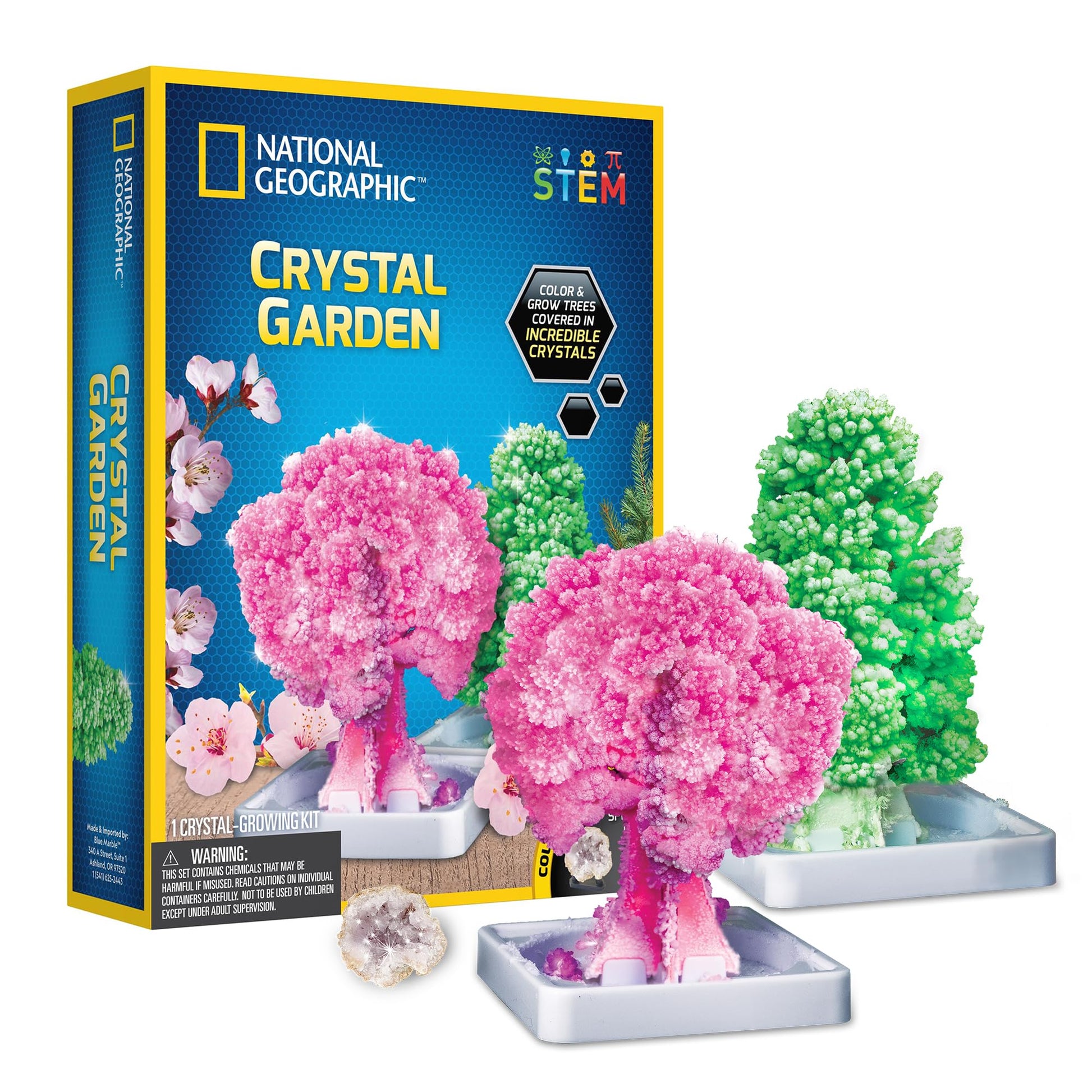 National Geographic Crystal Garden Growing Kit for Kids - Educational Science Kits for Kids Age 8+ Grow Genuine Rose Quartz Crystal Covered Trees |