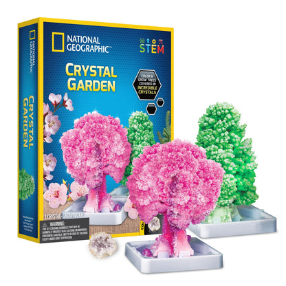 National Geographic Crystal Garden Growing Kit for Kids - Educational Science Kits for Kids Age 8+ Grow Genuine Rose Quartz Crystal Covered Trees |