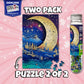 MicroPuzzles “City & Moon Scape” Mini Jigsaw Puzzle 2-Pack - 150-Piece Night-Skyline Travel 4×6 in Puzzle Gift | Made in USA | Small Business