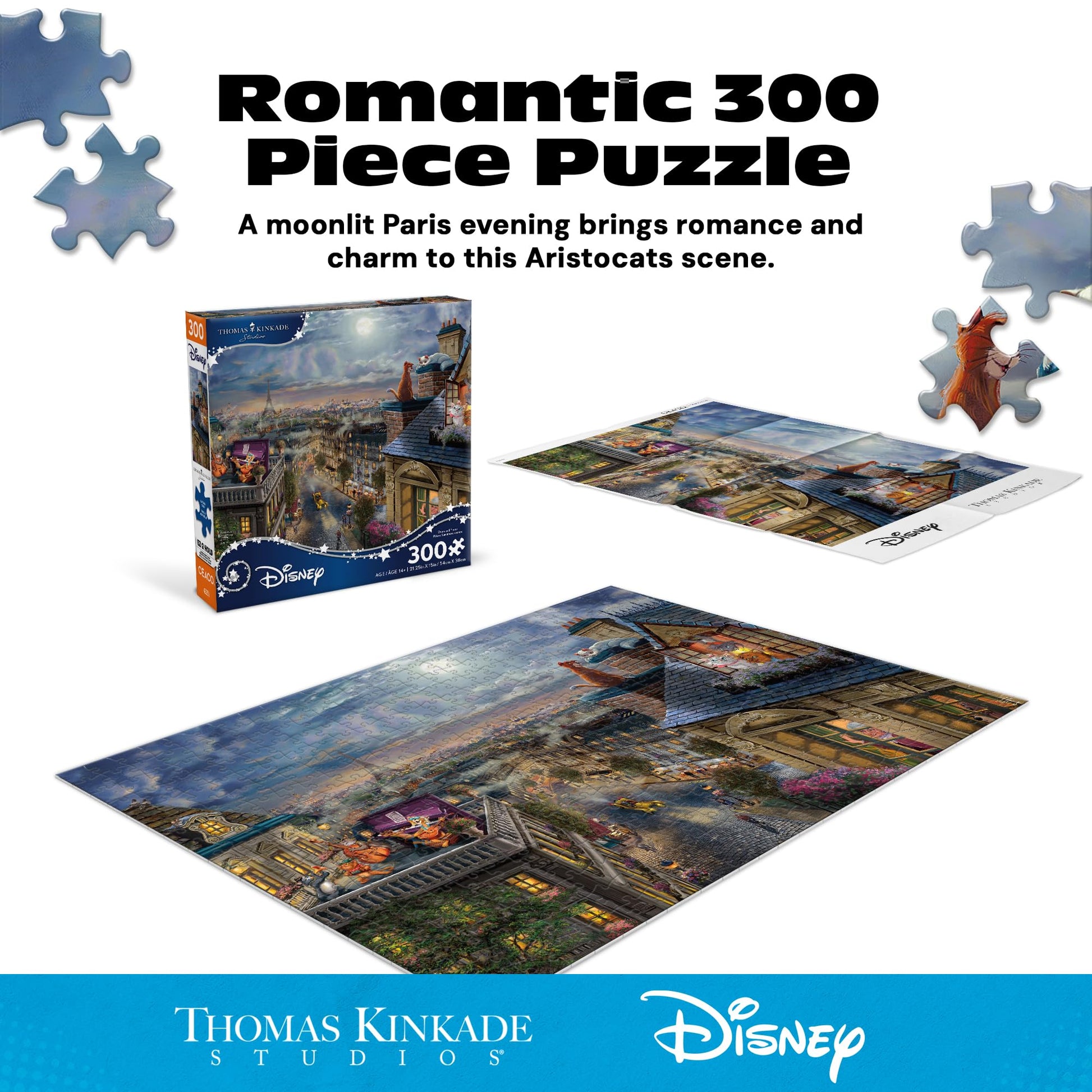 Ceaco - Disney Thomas Kinkade Aristocats Love Under - 300 Puzzle for Adults