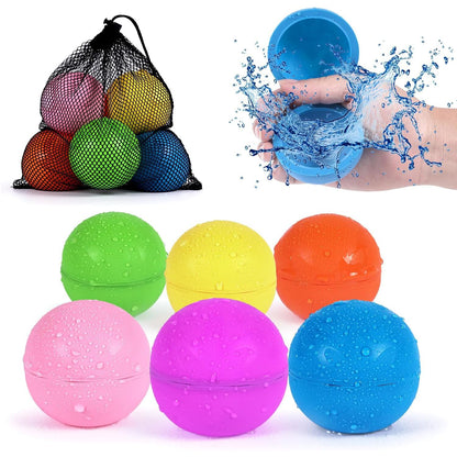 Reusable Water Balloons 6 Pcs with Mesh Bag, Self Sealing Easy Quick Fill