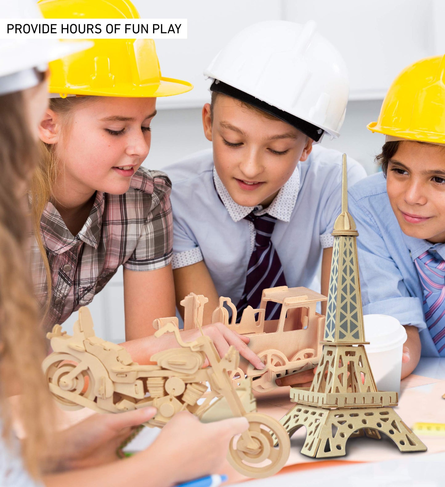 Puzzled 3D Wooden Puzzles Pack of 30 - Wood Craft Construction Model Kits for Kids & Adults of Assorted Random 30 Kits, Educational DIY Toy