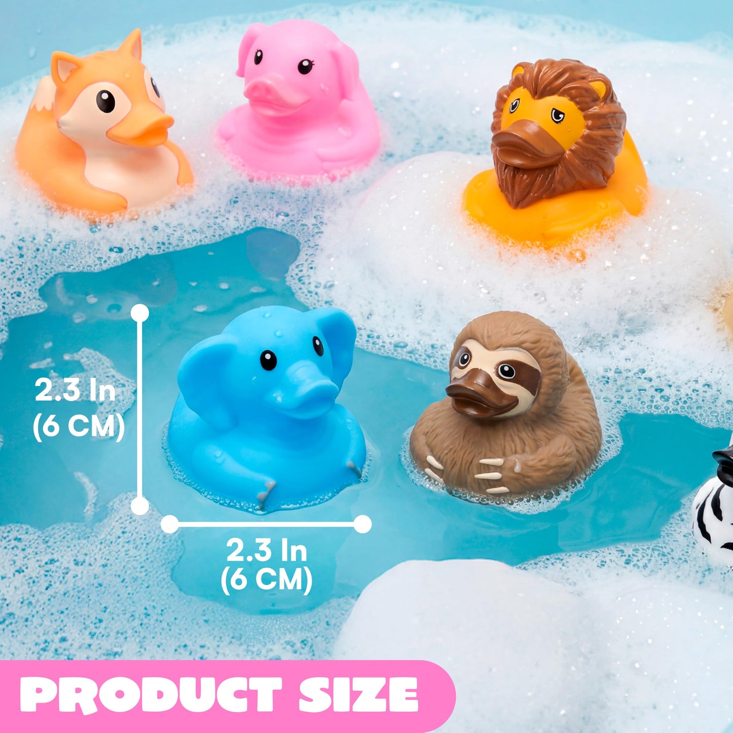 JOYIN 9 Pack Animal Rubber Duck Bath Toys, 2.3 Inch Rubber Squeaky Animal Toys, Cute Mini Zoo Animals for Bathtub Play, Party Favors, Easter Basket