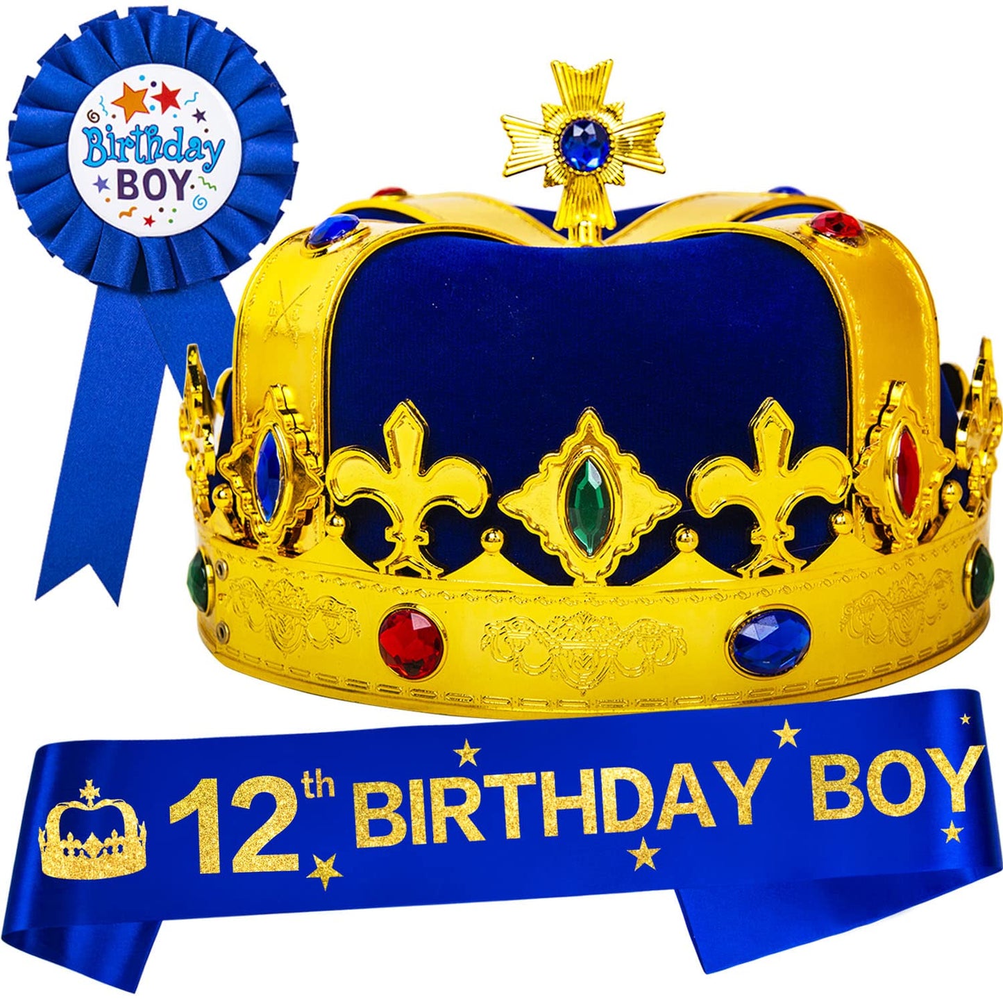 12th Birthday Gifts for Boys,12 Birthday Crown Boy,12 Birthday Boy Sash,12th Birthday Hat Boys,12th Birthday King,Birthday Boy Sash,Birthday Crown