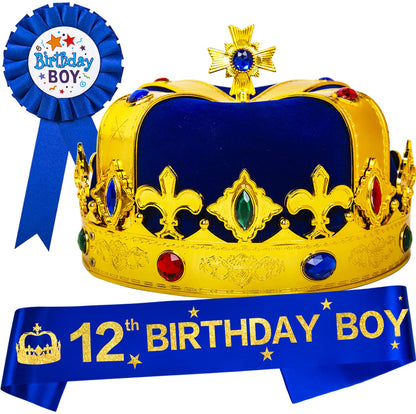 12th Birthday Gifts for Boys,12 Birthday Crown Boy,12 Birthday Boy Sash,12th Birthday Hat Boys,12th Birthday King,Birthday Boy Sash,Birthday Crown