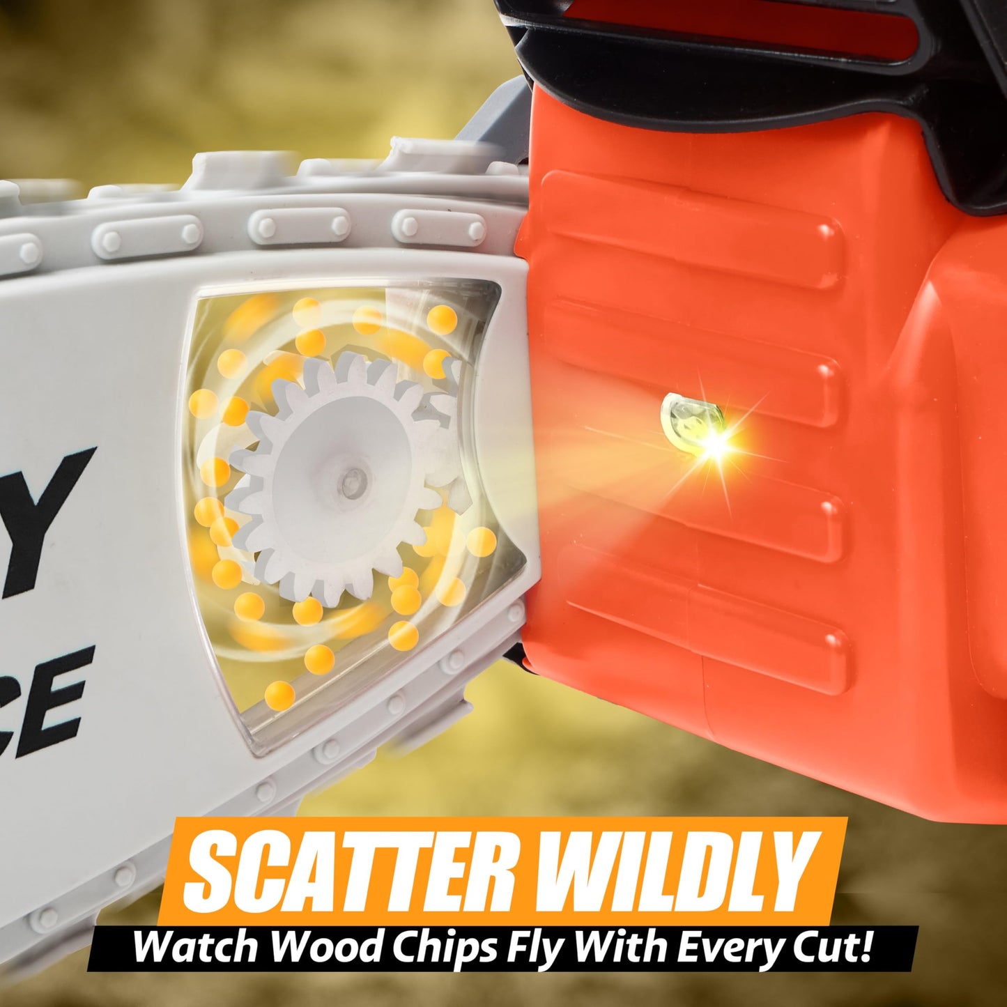 Mighty Force Toy Chainsaw for Kids - Realistic Lights, Sounds & Spinning Action, Safe Design with Easy-Grip Handle, Perfect for Play Boys Aged 3+