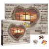Larkipuzz Christian Heart Cross Puzzles for Adults 1000 Pieces, Vintage Love Religious Bible Jigsaw Puzzle, Inspirational Scripture Sunset Landscape