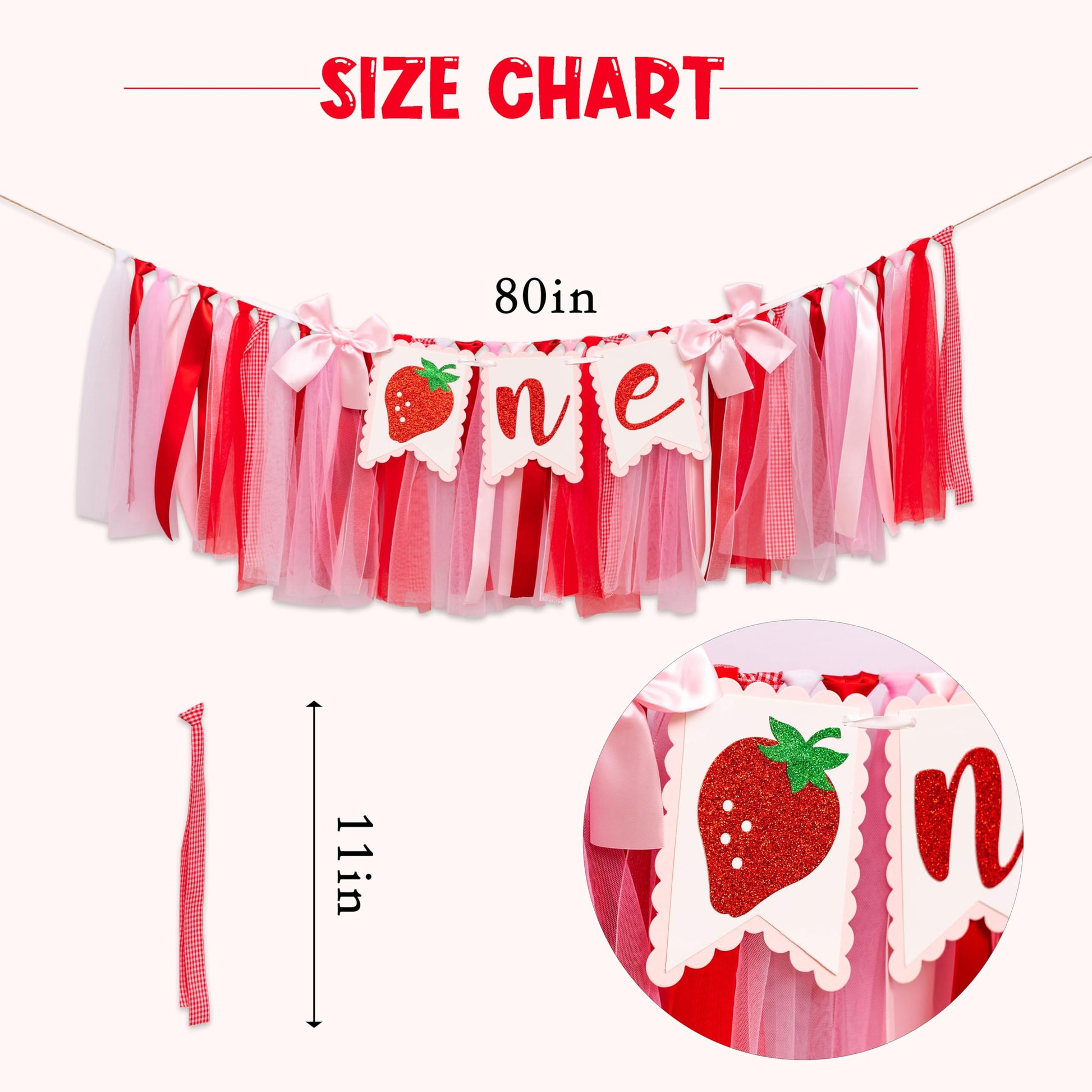 Strawberry Highchair Banner 1st Birthday