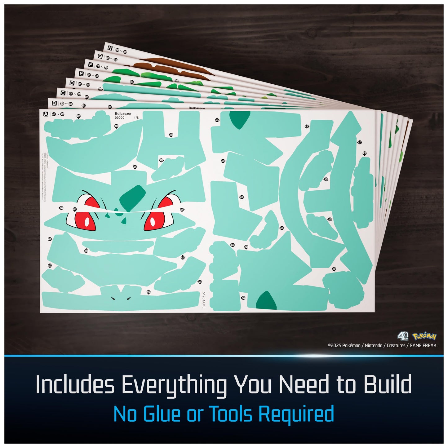 4D Build Pokémon Bulbasaur 3D Puzzle Model Kit, Desk Décor, Shelf Display