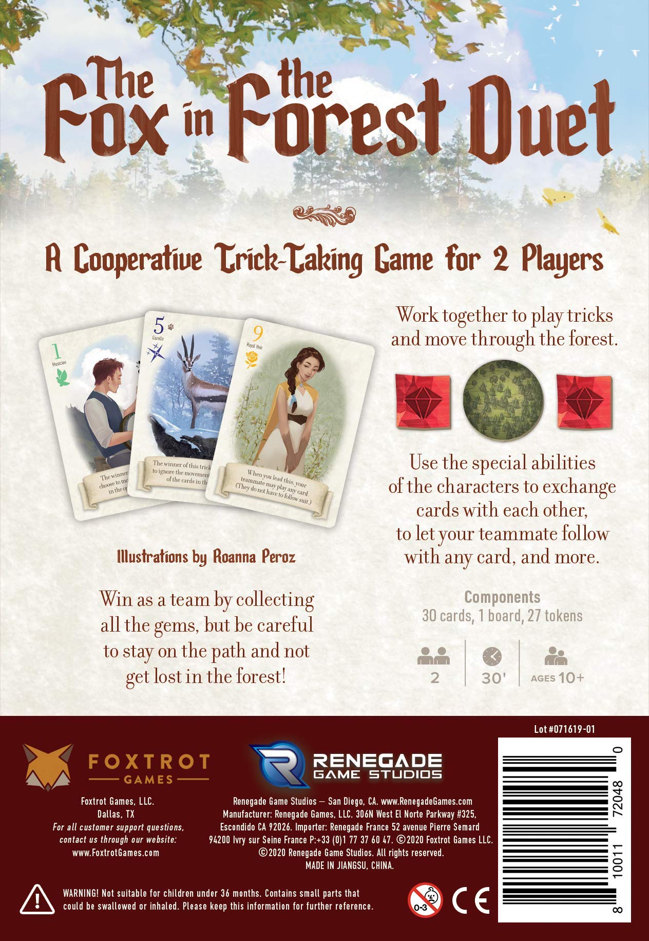 Renegade Game Studios Fox in the Forest Duet Cooperative Card Game for 2 Players, Ages 10+