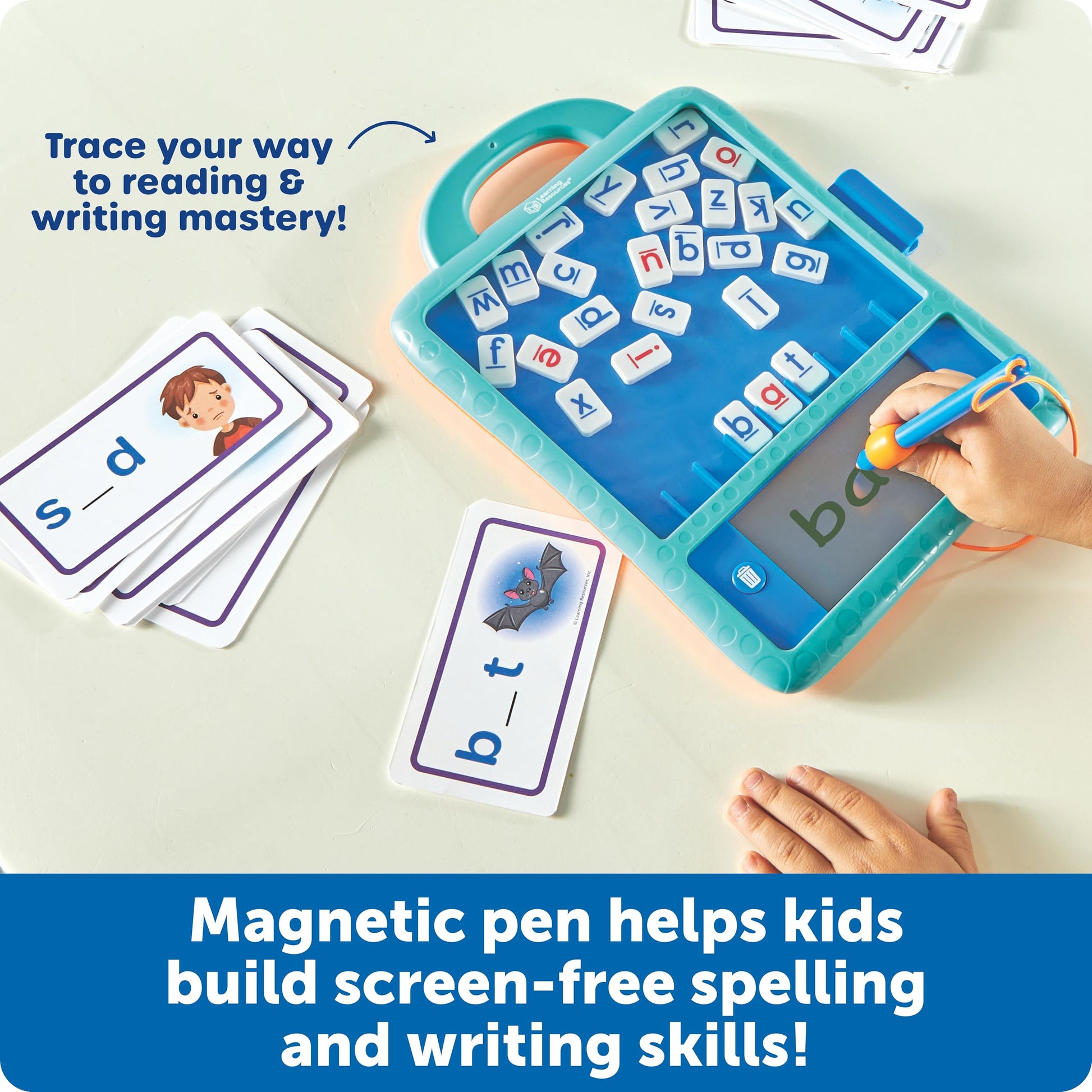Learning Resources Skill Builders Magnetic Word Builder, Learn to Read, Phonetic Alphabet, Puzzle Board, ABC Kids Games, Sensory Board For Kids, Fine