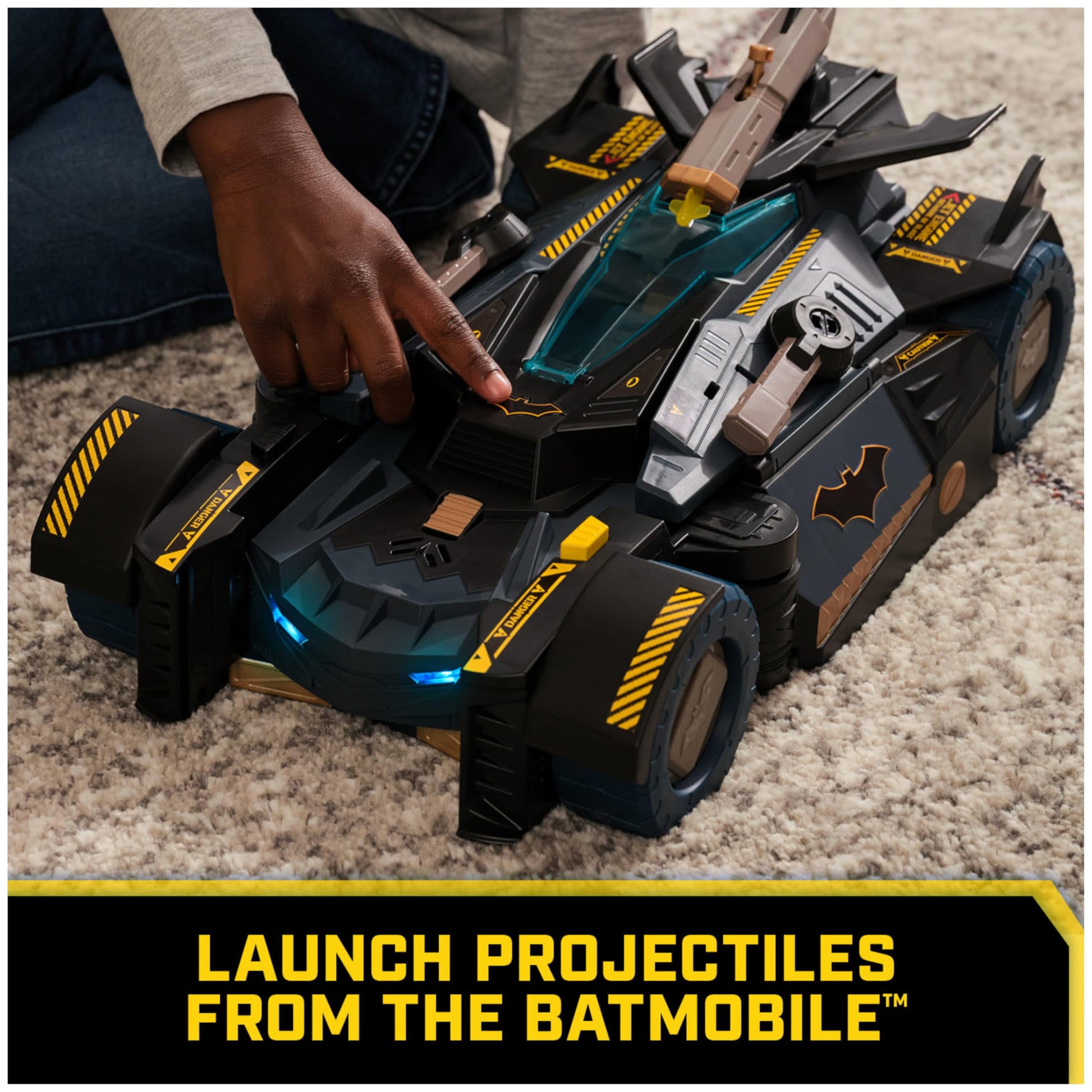 DC Comics Batman, Ultimate Transforming Batmobile Playset, 2-in-1 Playset with Exclusive Figure and Glider, Lights, Sounds, Kids Toys for Boys