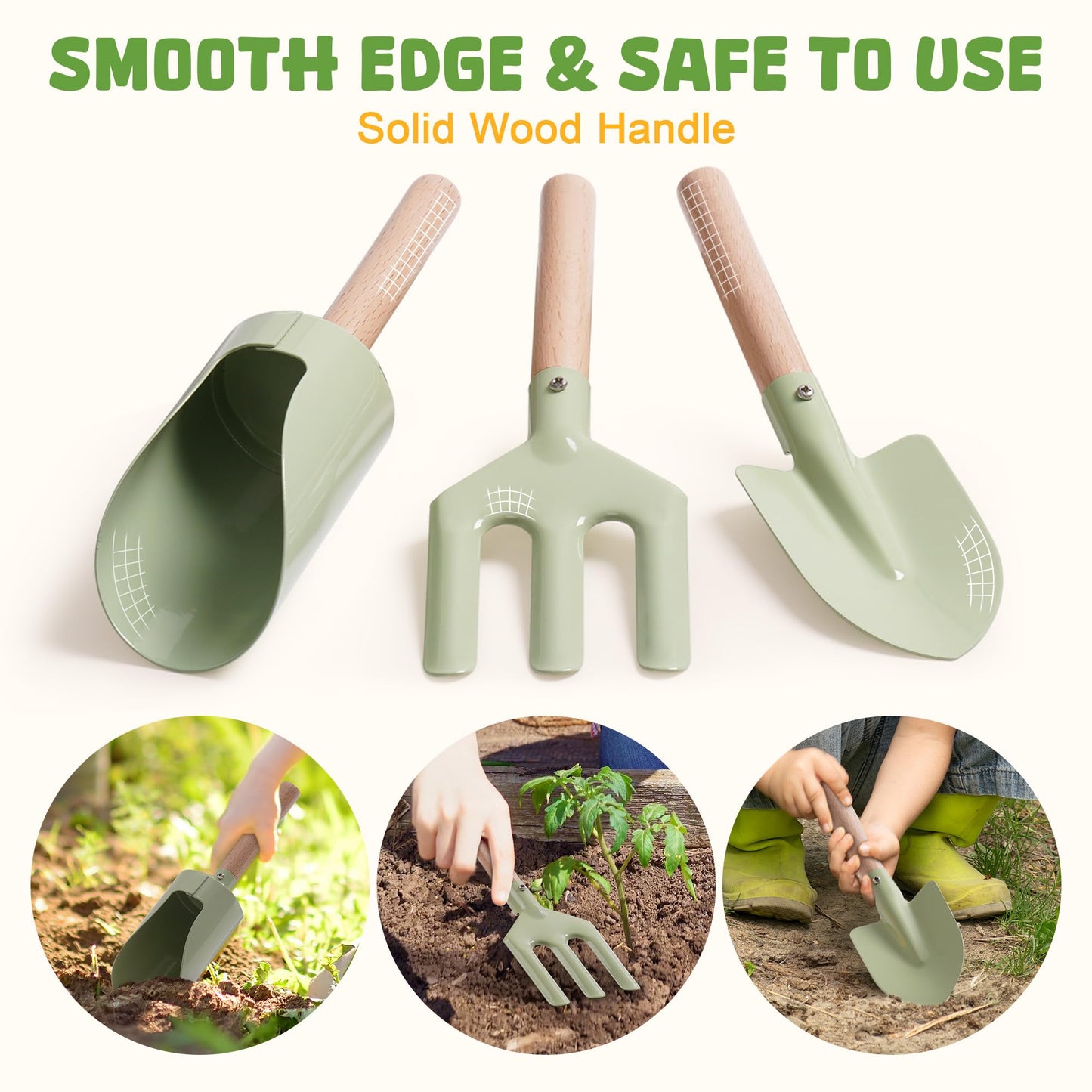 ROBOTIME Kids Gardening Tools, 17 PCS Toddler Gardening Set, Children's Gardening Tools, Metal Kids Gardening Set All in One Kit, Gardening Tools