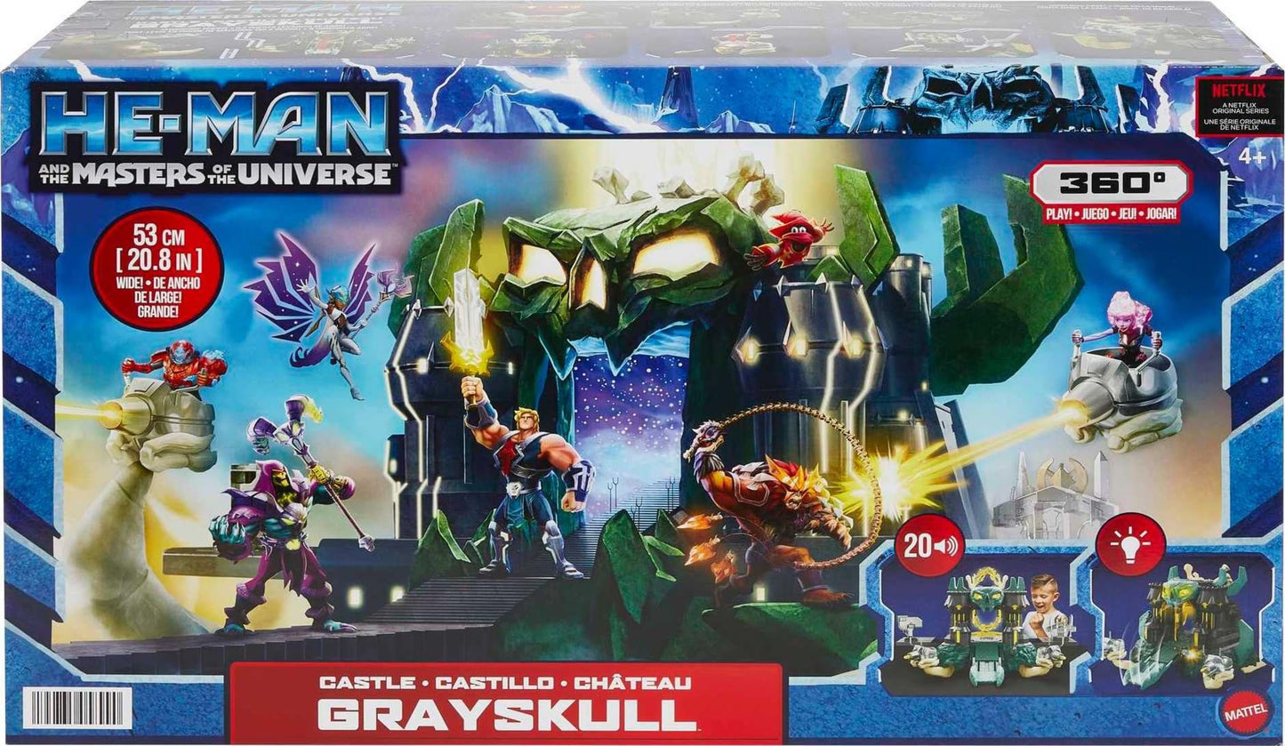 Masters of the Universe and He-Man Playset, MOTU Castle Grayskull with Drawbridge, Lights, 20 Sounds, Blasters