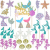 36Pcs Mermaid Cupcake Toppers for Sea Ocean Birthday Theme Party Supplies