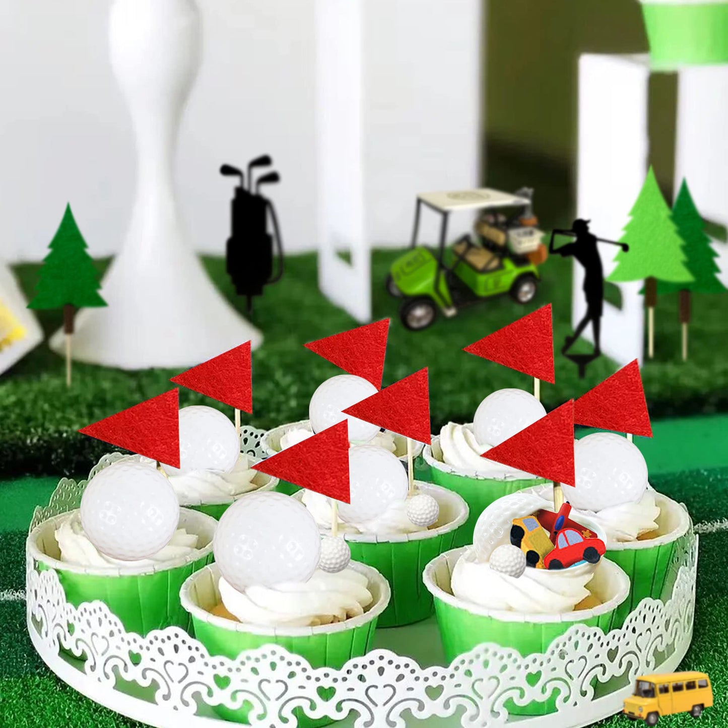 2026 New Golf Cake Decorations Heading for The Green Cake Topper Birthday Decorations for Golfers with Cart Flag Golf Ball for Men Sport Golf Theme