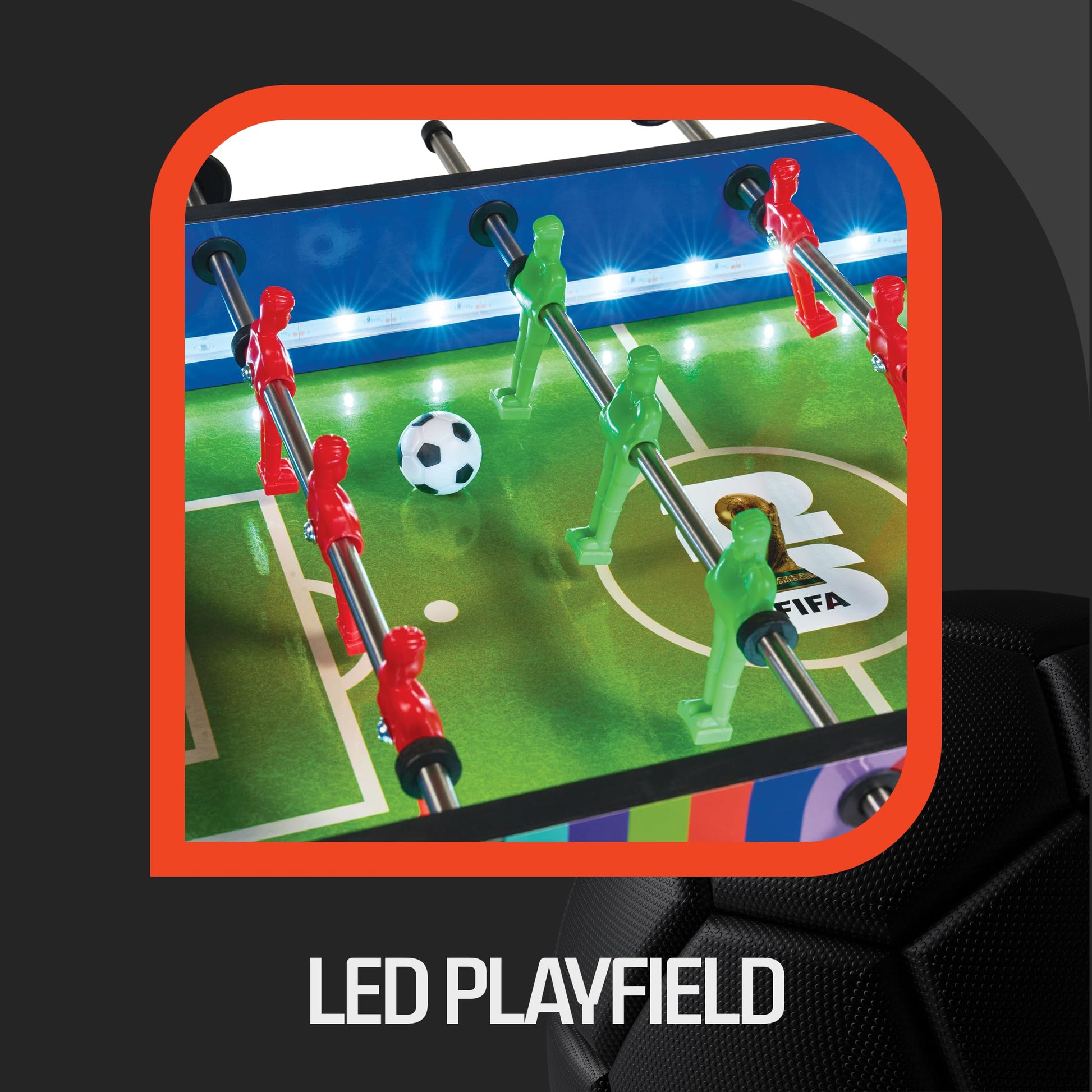 EastPoint Tabletop LED Foosball Table - Multi-Color, 2 Players - LED Light-Up Playfield & Soccer Toys - Fast-Paced Head-to-Head Play & Sports Games