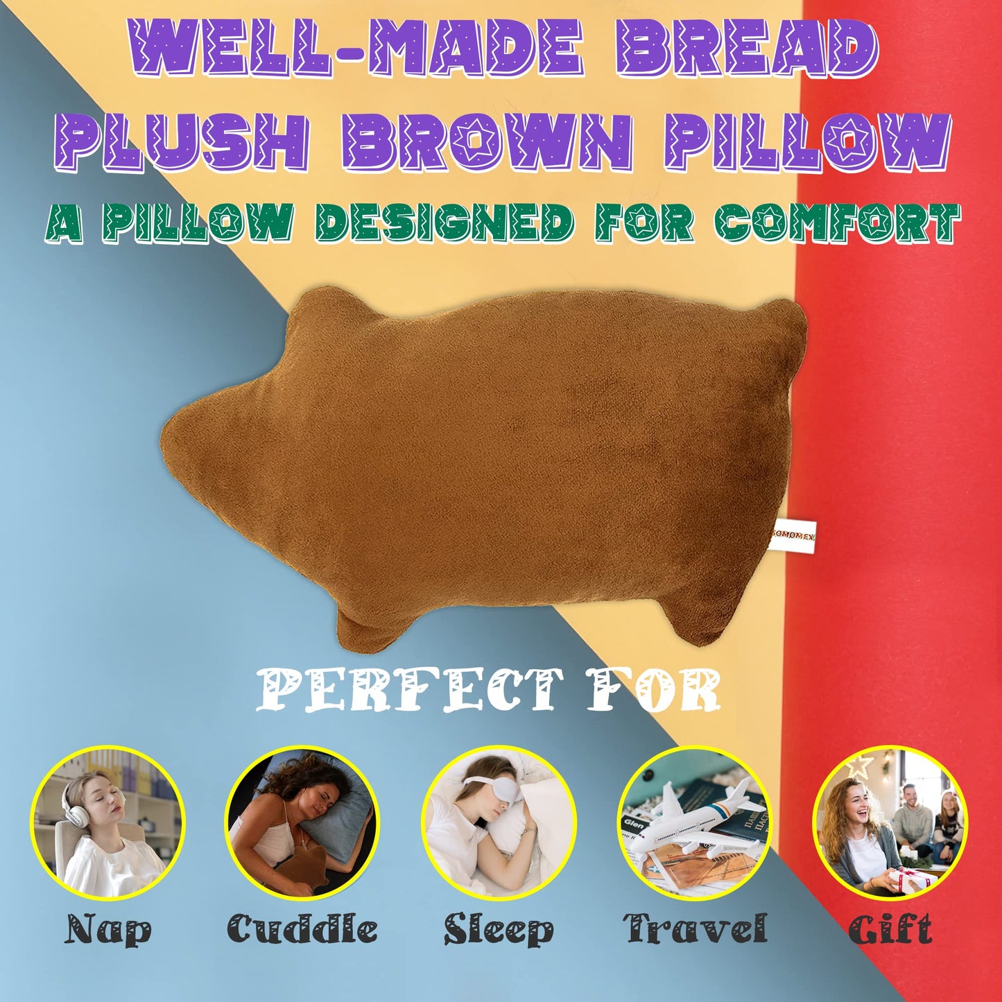 Mexican Sweet Bread Marranito Pillow, Soft Pan Dulce Food Plush, Small