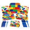 Blue Orchards Brick Party Supplies Packs (100 Pieces for 16 Guests) - Building Block, Gaming Birthday Decorations, Gamer Blocks Decor, Brick Theme