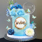 19 PCS Flower Cake Toppers Butterfly Happy Birthday Cake Decorations with Artificial Blue Rose Flowers Eucalyptus Butterflies for Party Wedding Baby