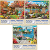 Bits and Pieces - Value Set of Three 500 Piece Jigsaw Puzzles for Adults - Autumn Well Wishes, Seacost Serenity, Floral Fantasy Jigsaw Puzzles by