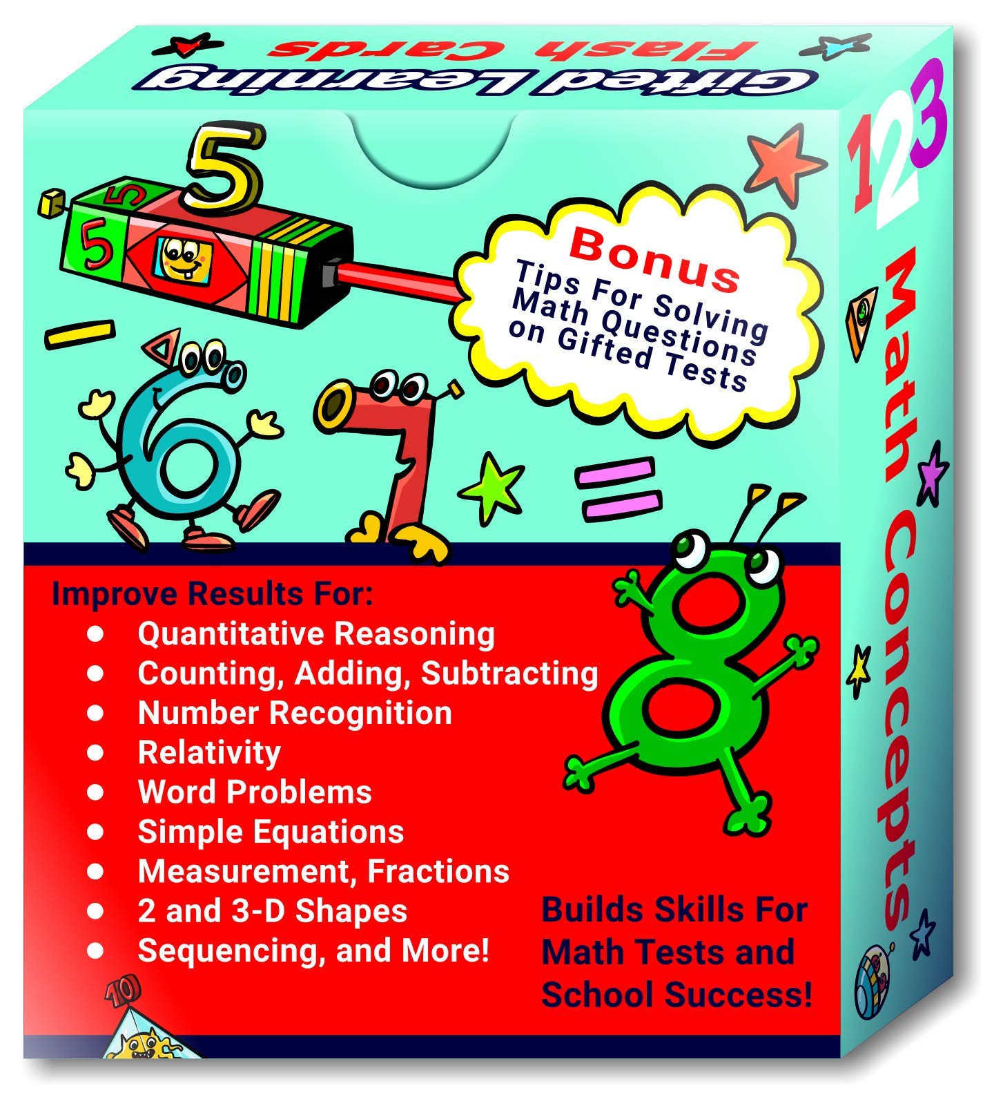 TestingMom.com Gifted Learning Flash Cards Math Concepts for Pre-K to Kindergarten Addition, Subtraction, Counting, & More for CogAT, Iowa Test, NNAT