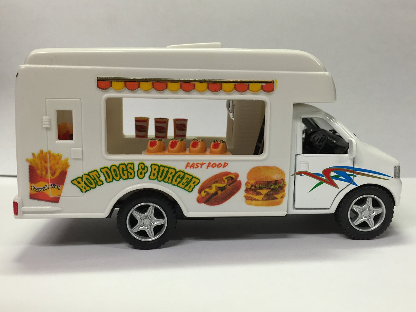 KinsFun Food Truck Die Cast Metal 5 inch Pullback Action