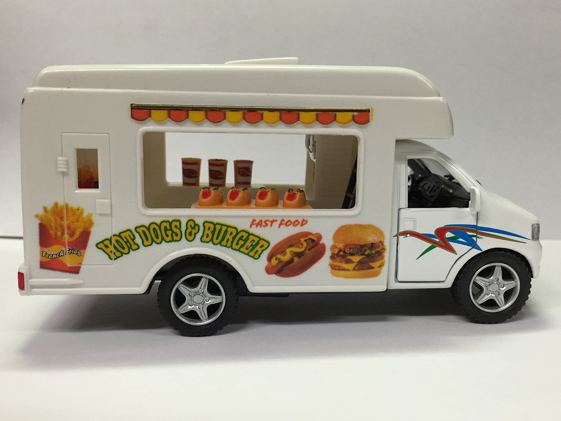 KinsFun Food Truck Die Cast Metal 5 inch Pullback Action