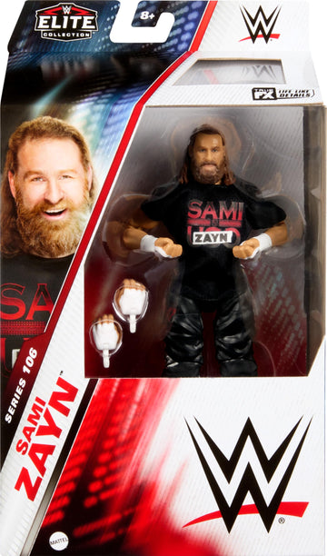 Mattel WWE Elite Action Figure & Accessories, Series #106 Sami Zayn 6-inch Collectible with 25 Articulation Points & Swappable Hands