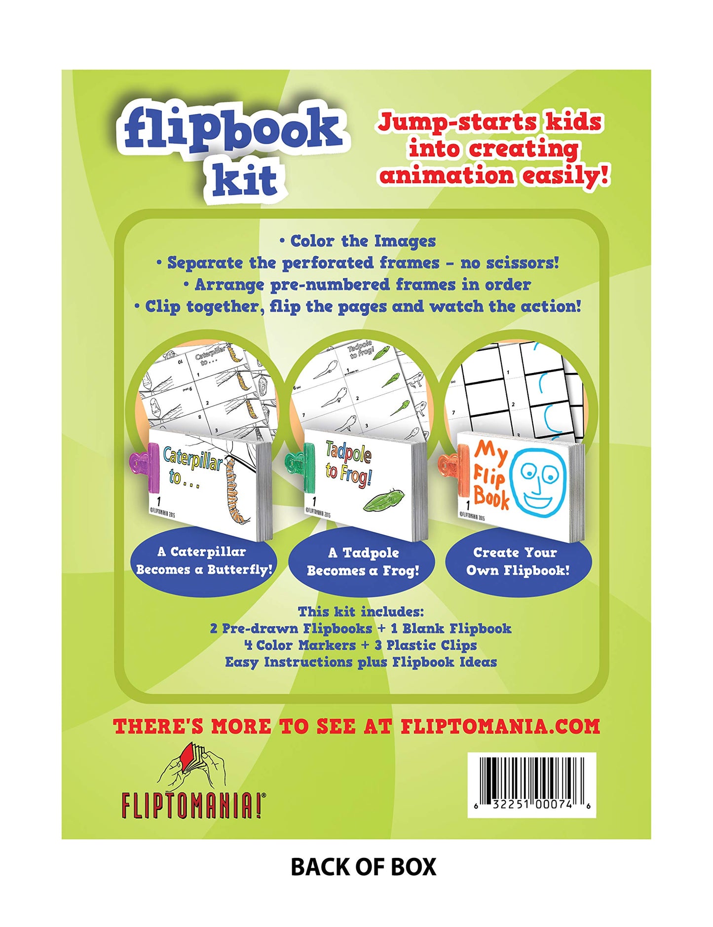 Fliptomania Flipbook Make-Your-Own Flip Book Kit for Kids 3 Pack, Butterfly, Frog, & Blank DIY Flipbook Paper, Drawing Kids Arts & Crafts Project Set