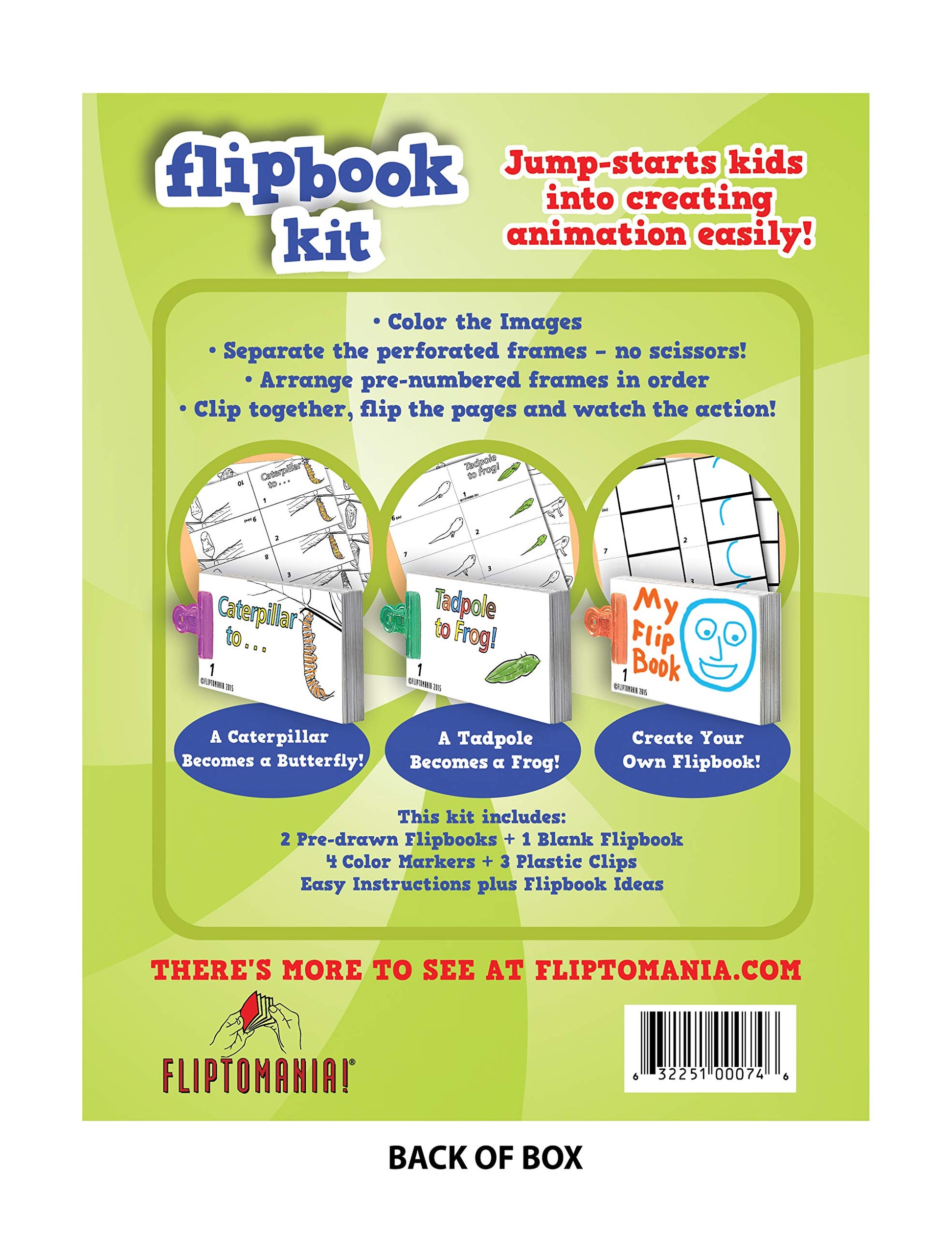 Fliptomania Flipbook Make-Your-Own Flip Book Kit for Kids 3 Pack, Butterfly, Frog, & Blank DIY Flipbook Paper, Drawing Kids Arts & Crafts Project Set