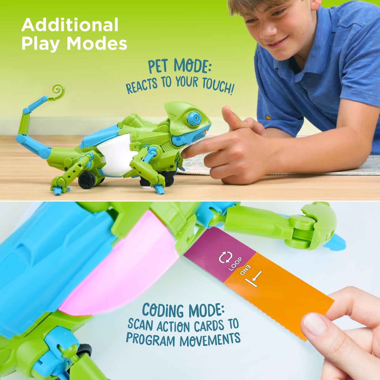 Thames & Kosmos My Robotic Pet: Coding Chameleon STEM Building & Experiment Kit | Color-Sensing Coding Robot for Boys & Girls Ages 8+, Screen-Free